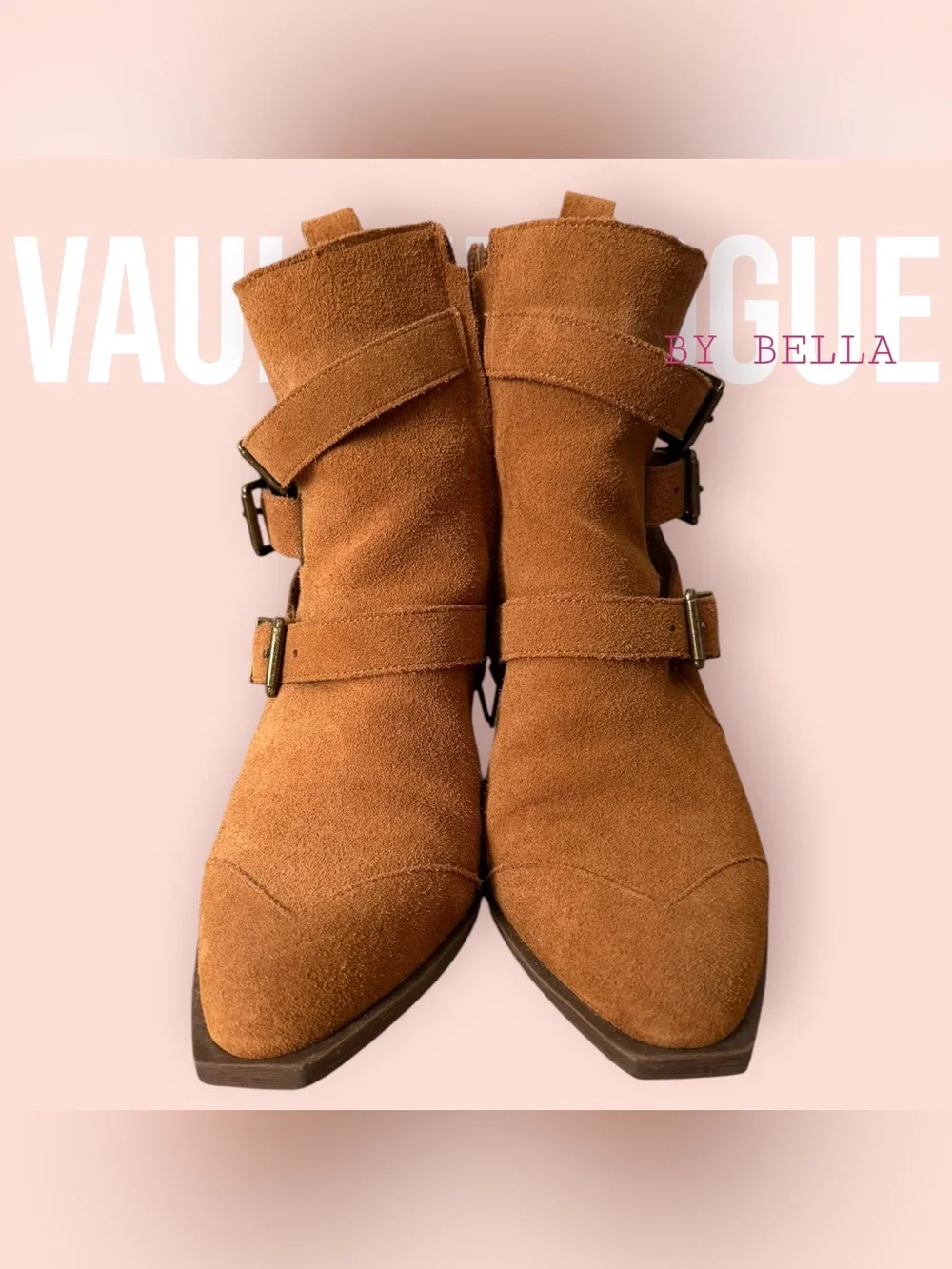 Crown Vintage Tan Suede Pointed-Toe Ankle Booties
